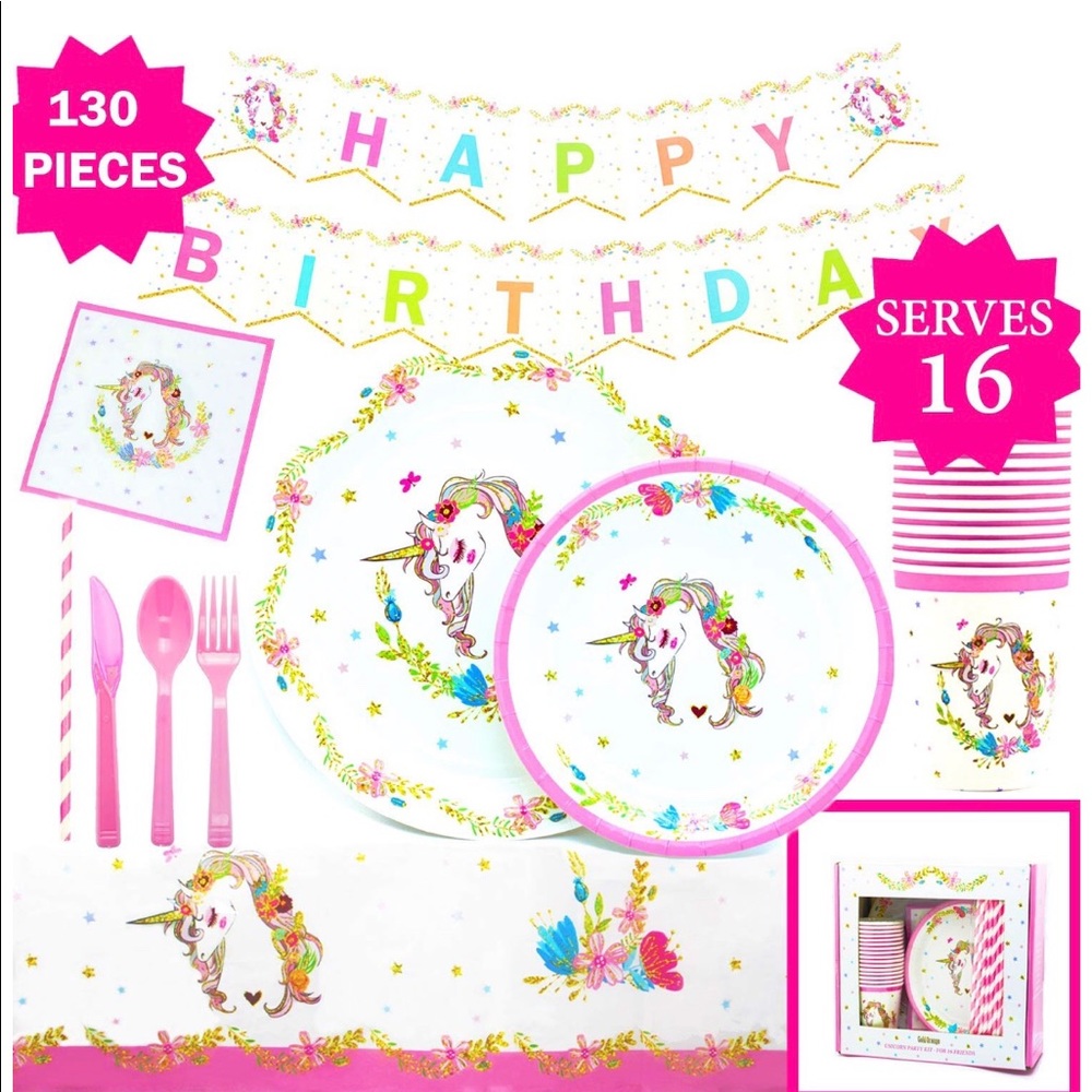 Unicorn Birthday Party Supplies Girls Decorations
